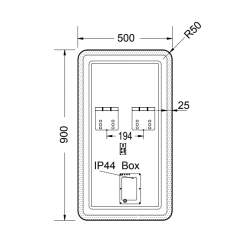 Φωτιζόμενος Καθρέπτης Μπάνιου Led Luminor Virgo 50x90 Ορθογώνιος VIR5090 Με Μαύρο Πλαίσιο Αλουμινίου με Ασύμμετρη Εσοχή
